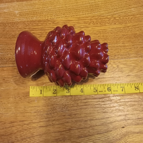Dept. 56 Red Ceramic Pine Cone Candle Holders Rustic Cabin Log Home Decor. - Picture 6 of 6